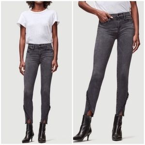 Frame Denim Le High Skinny Frayed Hem Jeans Quinby Gray/Black  Size 27